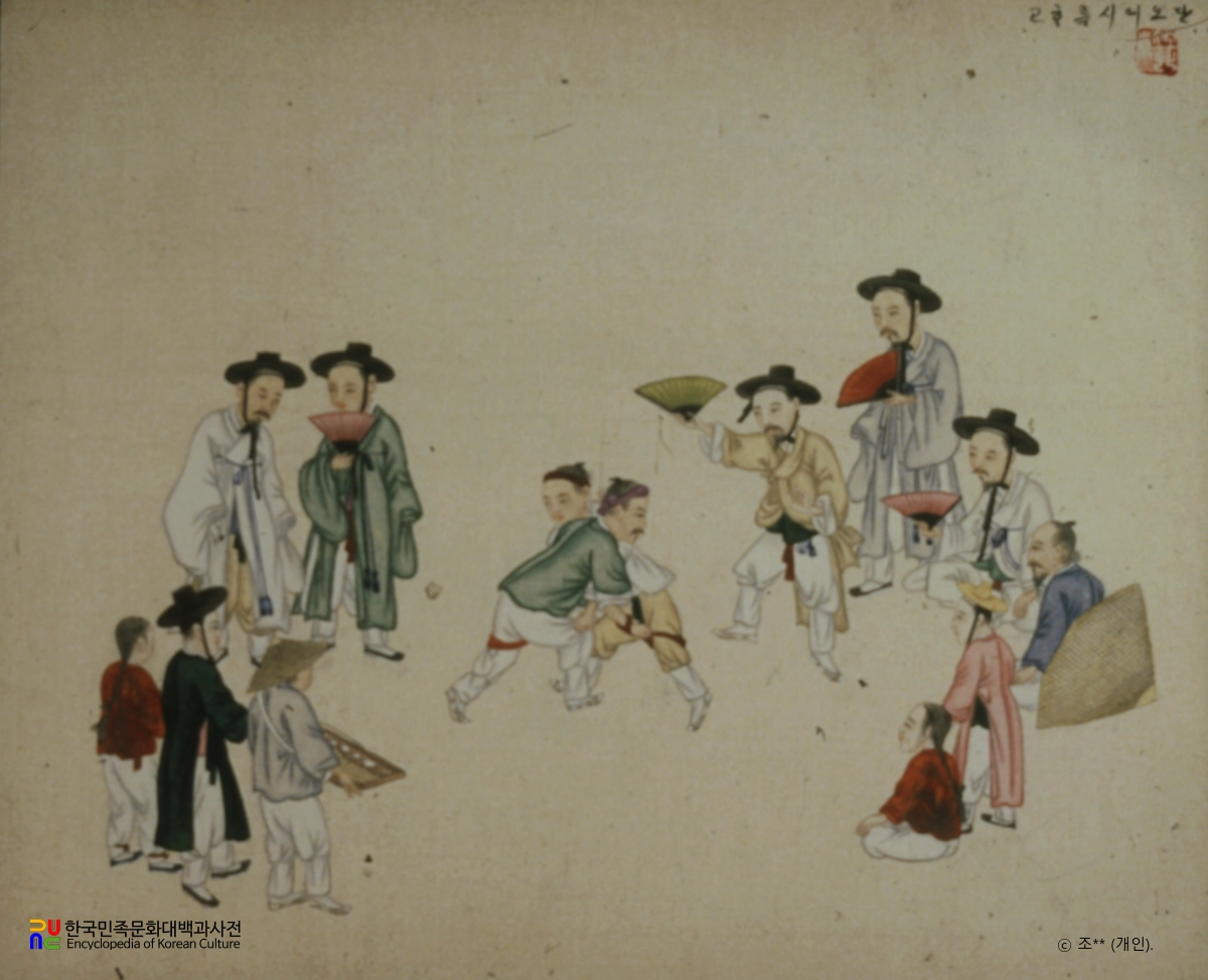 기산풍속도첩/씨름하기