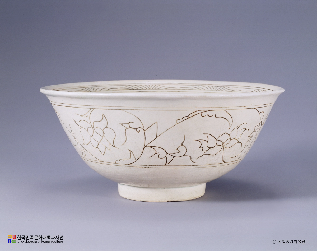 백자 상감 연화당초문 대접