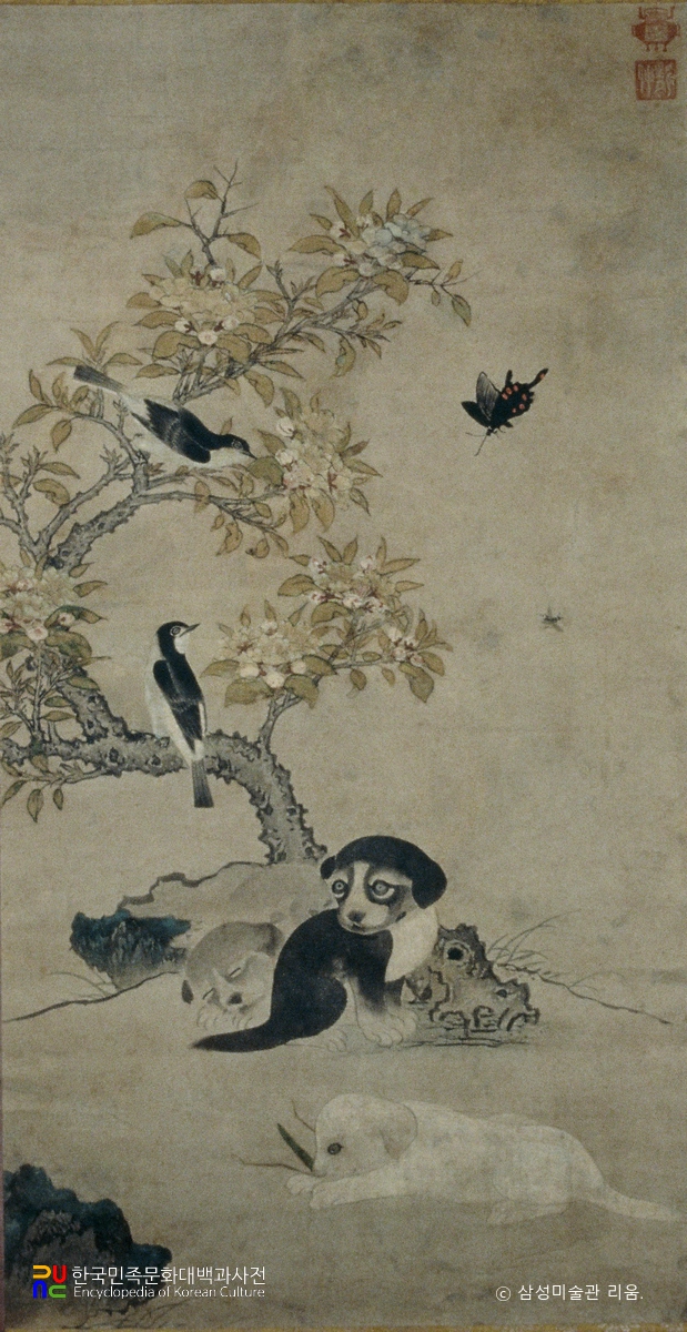 이암 필 화조구자도