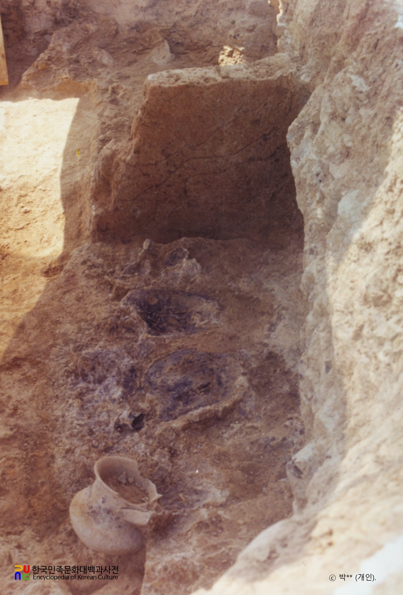 경주 사라리 유적 출토 유물 / 유기물층과 소형 단지
