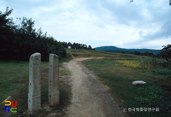 경주 사천왕사지와 당간지주 전경