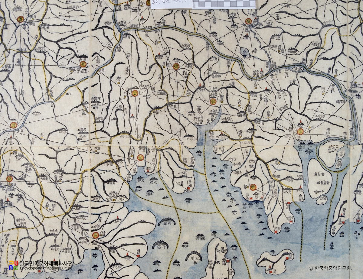 대동여지도 중 경상남도 함안, 창원, 마산, 진해 부분