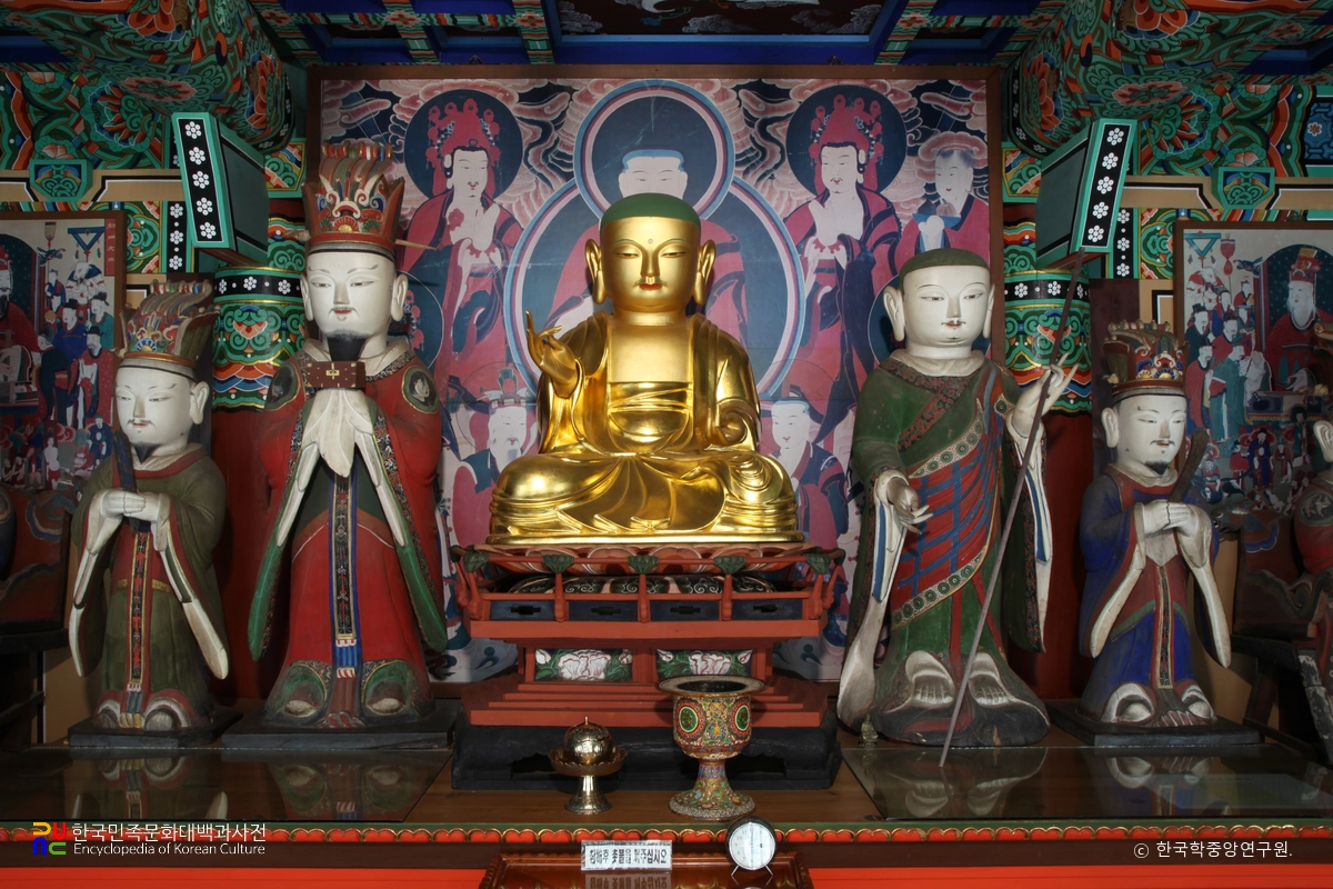 진주 청곡사 목조지장보살삼존상 및 시왕상 일괄 중 목조지장보살삼존상