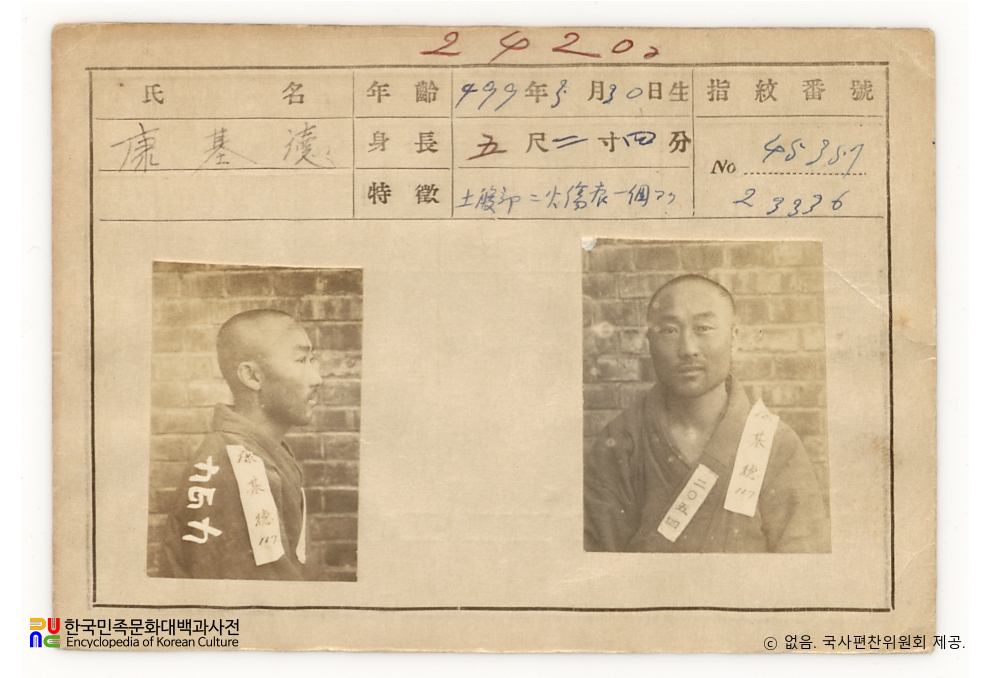 일제 주요감시대상 인물카드 강기덕(康基德)_01_전면